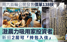 滶晨周六首輪公開發售價單138伙 新招2房可「拎包入住」 力吸用家投資者